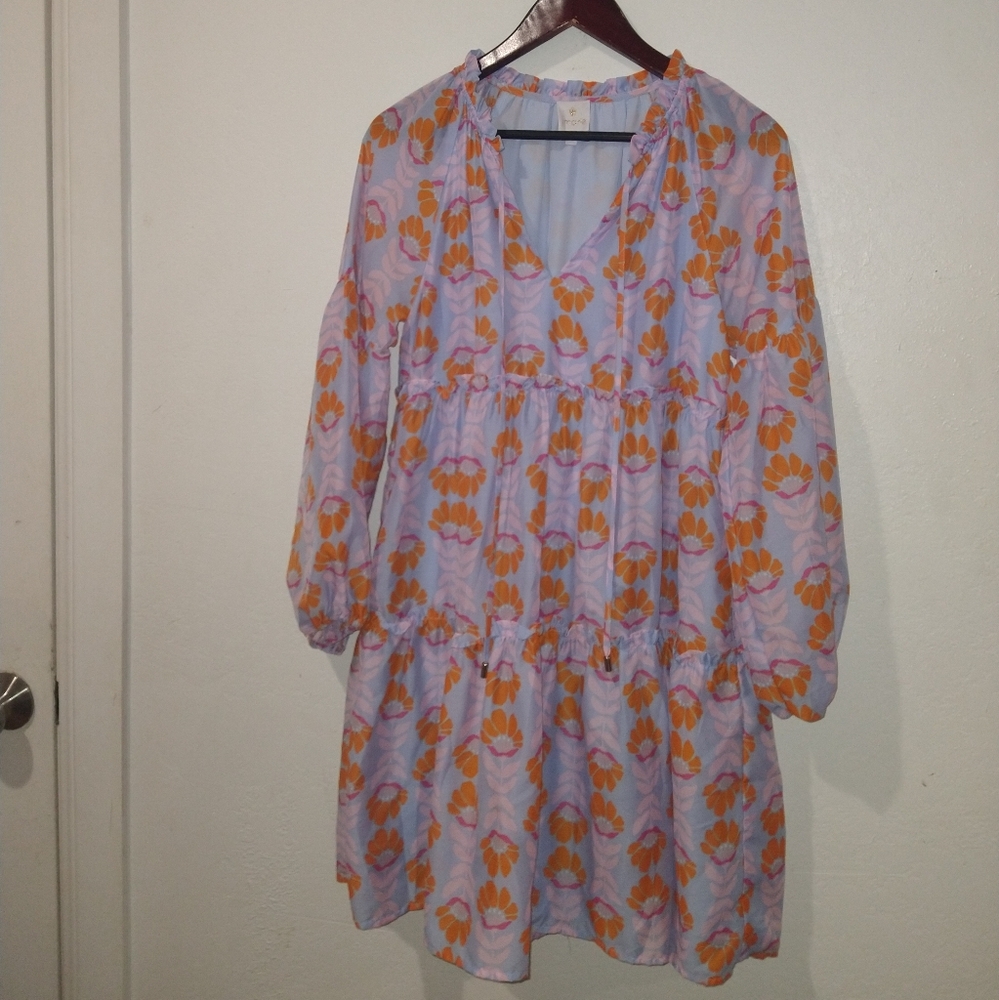 NEW J.MARIE Orange Floral Tiered Dress - Picture 5 of 8